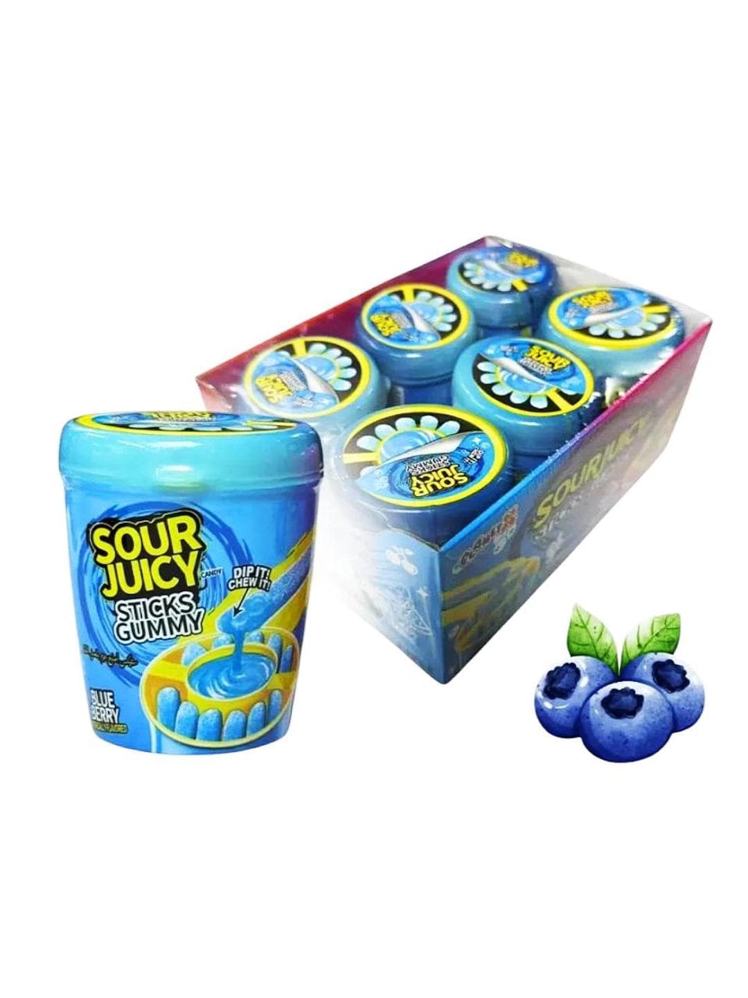 پاستیل ماری شکری با سس ترش sour juicy بسته 6 عددی طعم بلوبری|فروش خوراکی
