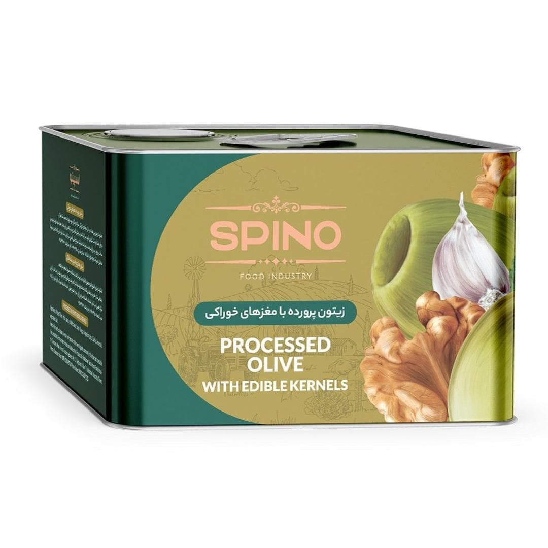 زیتون پرورده گردویی ویژه حلب 9 کیلویی اسپینو|فروش خوراکی