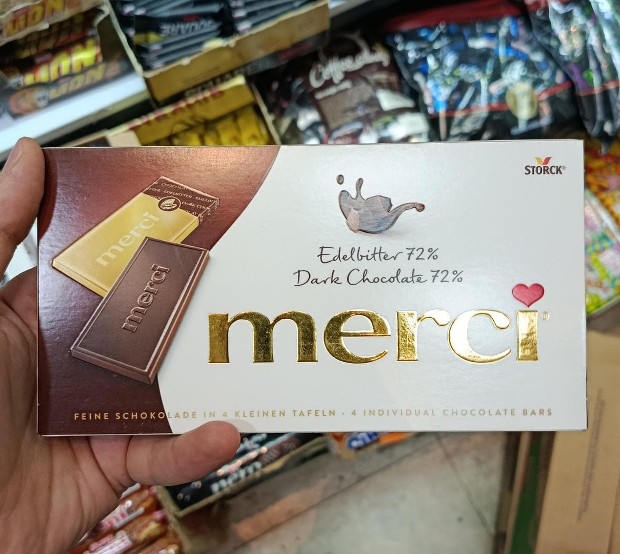 شکلات تلخ تخته ای 72 درصد مرسی 112 گرم - Merci dark chocolate 72%